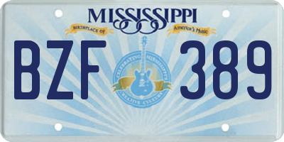 MS license plate BZF389