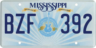 MS license plate BZF392