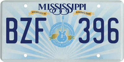 MS license plate BZF396