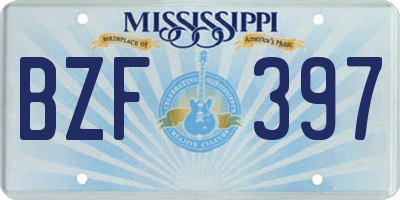 MS license plate BZF397