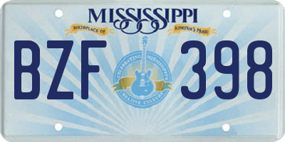 MS license plate BZF398