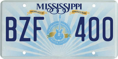 MS license plate BZF400