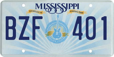 MS license plate BZF401