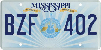 MS license plate BZF402