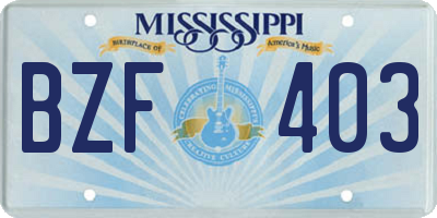 MS license plate BZF403