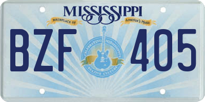 MS license plate BZF405