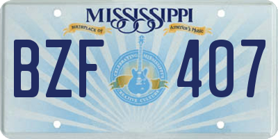 MS license plate BZF407