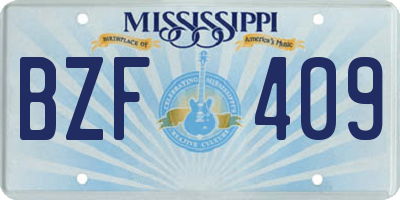 MS license plate BZF409