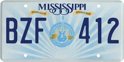 MS license plate BZF412