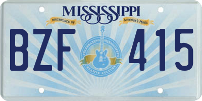 MS license plate BZF415