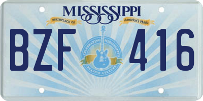 MS license plate BZF416