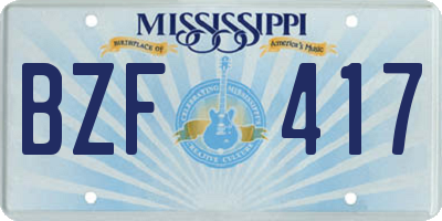MS license plate BZF417
