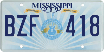 MS license plate BZF418