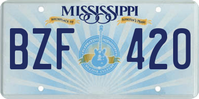 MS license plate BZF420