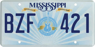MS license plate BZF421
