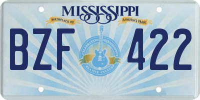 MS license plate BZF422