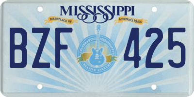 MS license plate BZF425