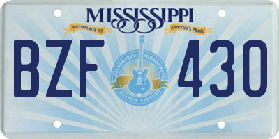 MS license plate BZF430