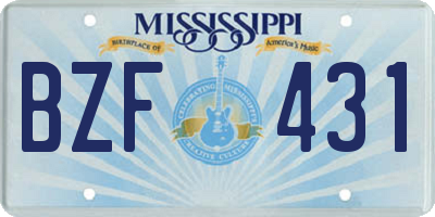 MS license plate BZF431