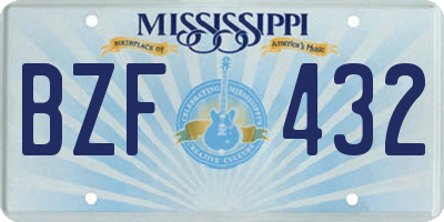 MS license plate BZF432