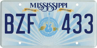 MS license plate BZF433