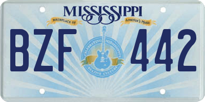 MS license plate BZF442