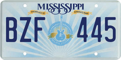 MS license plate BZF445