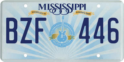 MS license plate BZF446