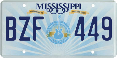 MS license plate BZF449