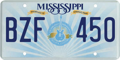 MS license plate BZF450