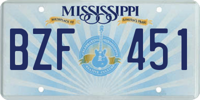 MS license plate BZF451