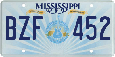 MS license plate BZF452
