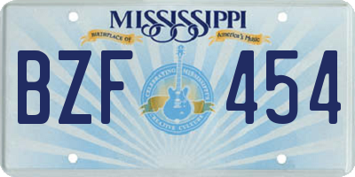 MS license plate BZF454