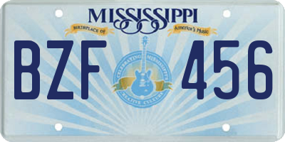 MS license plate BZF456