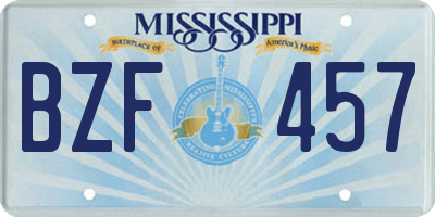 MS license plate BZF457