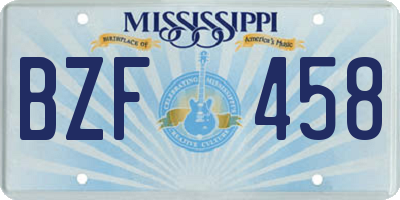 MS license plate BZF458