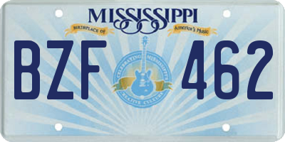 MS license plate BZF462