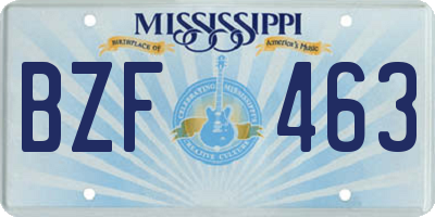 MS license plate BZF463