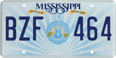MS license plate BZF464