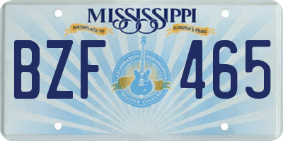 MS license plate BZF465