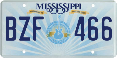 MS license plate BZF466
