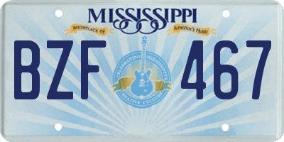 MS license plate BZF467