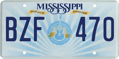 MS license plate BZF470