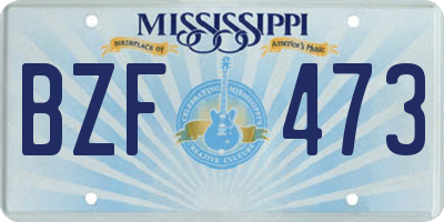 MS license plate BZF473