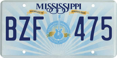 MS license plate BZF475