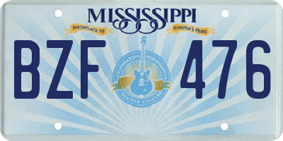 MS license plate BZF476