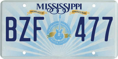 MS license plate BZF477