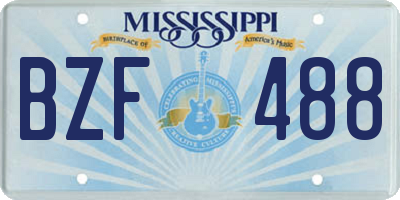 MS license plate BZF488