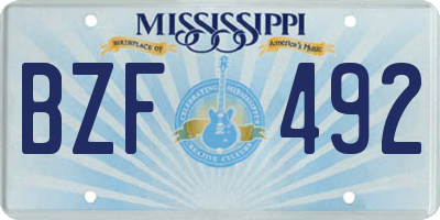 MS license plate BZF492