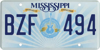 MS license plate BZF494